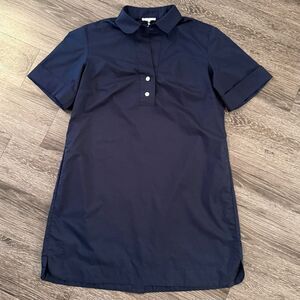 Hinson Wu Aileen Navy Short Sleeve Stretch Cotton Dress